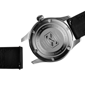 Szanto 20mm 2750 & 4550 Series Black Leather Strap with Stainless Steel Buckle