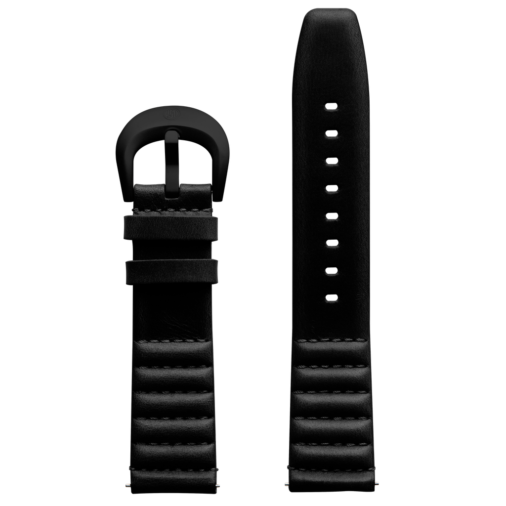 Szanto ICON 22mm Genuine Horween Leather Black Strap/Black Buckle - Roland Sands Series