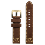 Szanto 22mm 4000 Series Brown Leather Strap/Antique Gold Buckle