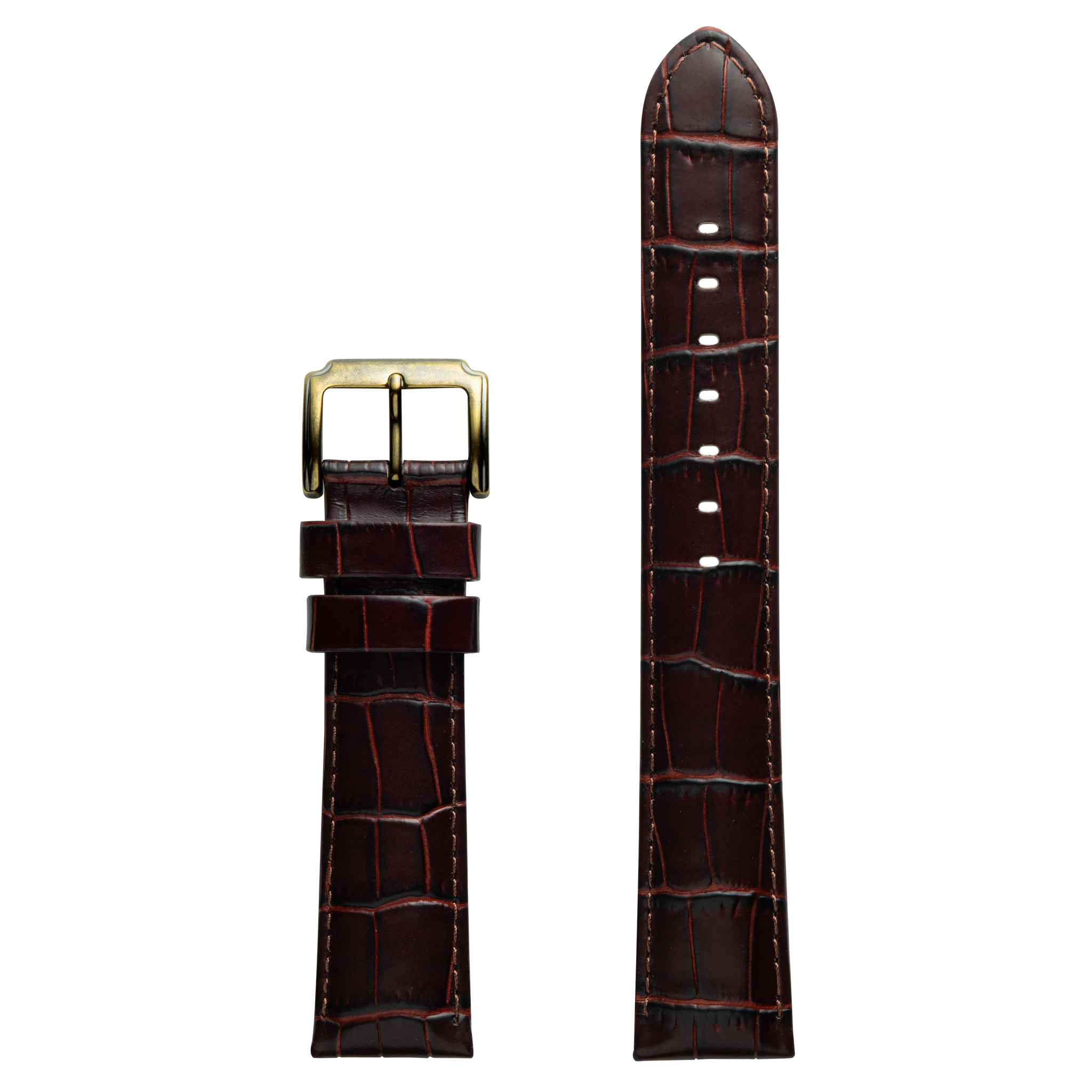 Szanto 20mm 4200 Series Burgundy-Brown Leather Strap/Antique Gold Buckle