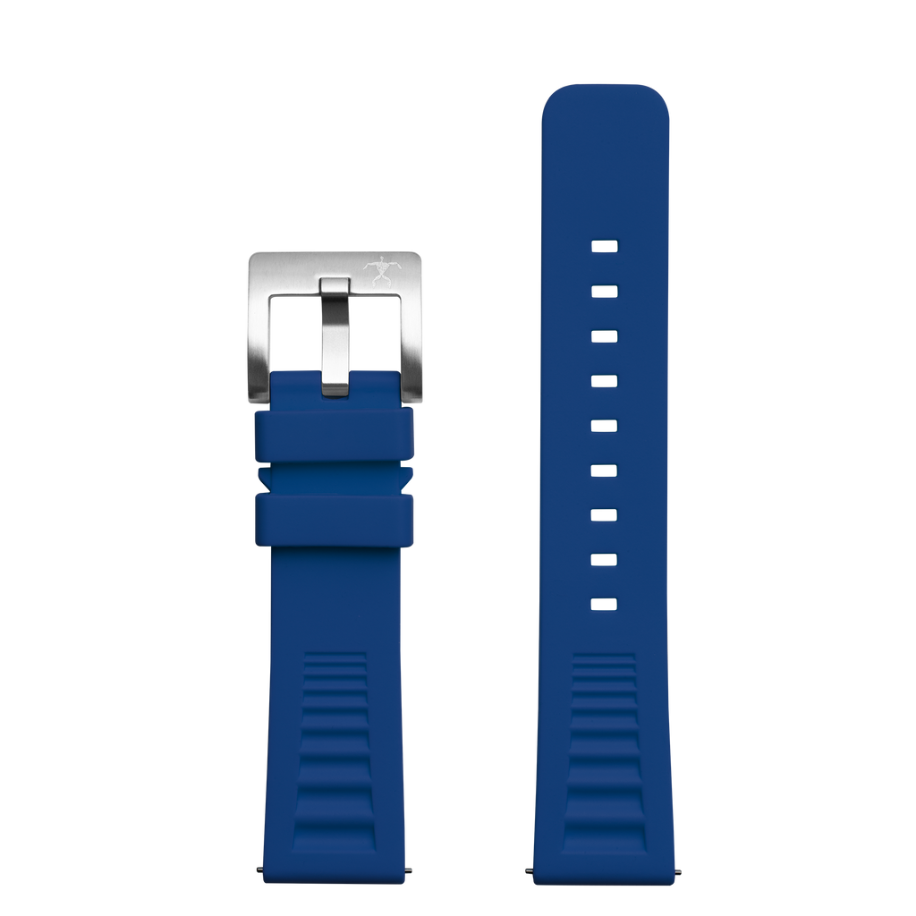 Hawaiian Lifeguard 22mm Rubber Strap: Blue with Steel Buckle (for 5400 series)