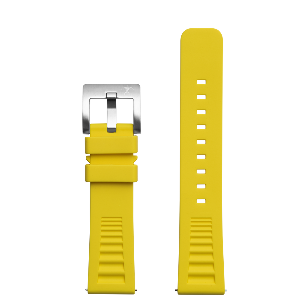 Hawaiian Lifeguard 22mm Rubber Strap: Yellow with Steel Buckle (for 5400 series)
