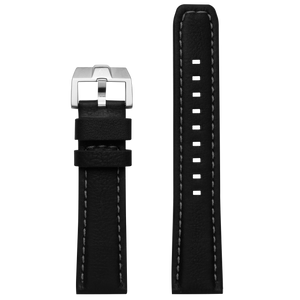 ProTek 22mm Leather Strap - Black with SS Buckle