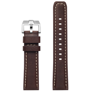 ProTek 22mm Leather Strap - Dark Brown with Steel Buckle