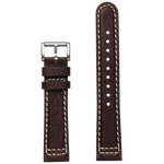 ProTek 20mm Leather Strap - Dark Brown with Titanium Buckle