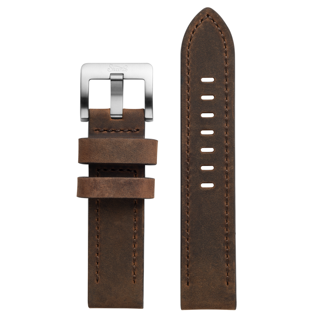 Szanto 22mm 2700 Series Brown Leather Strap/Stainless Steel Buckle