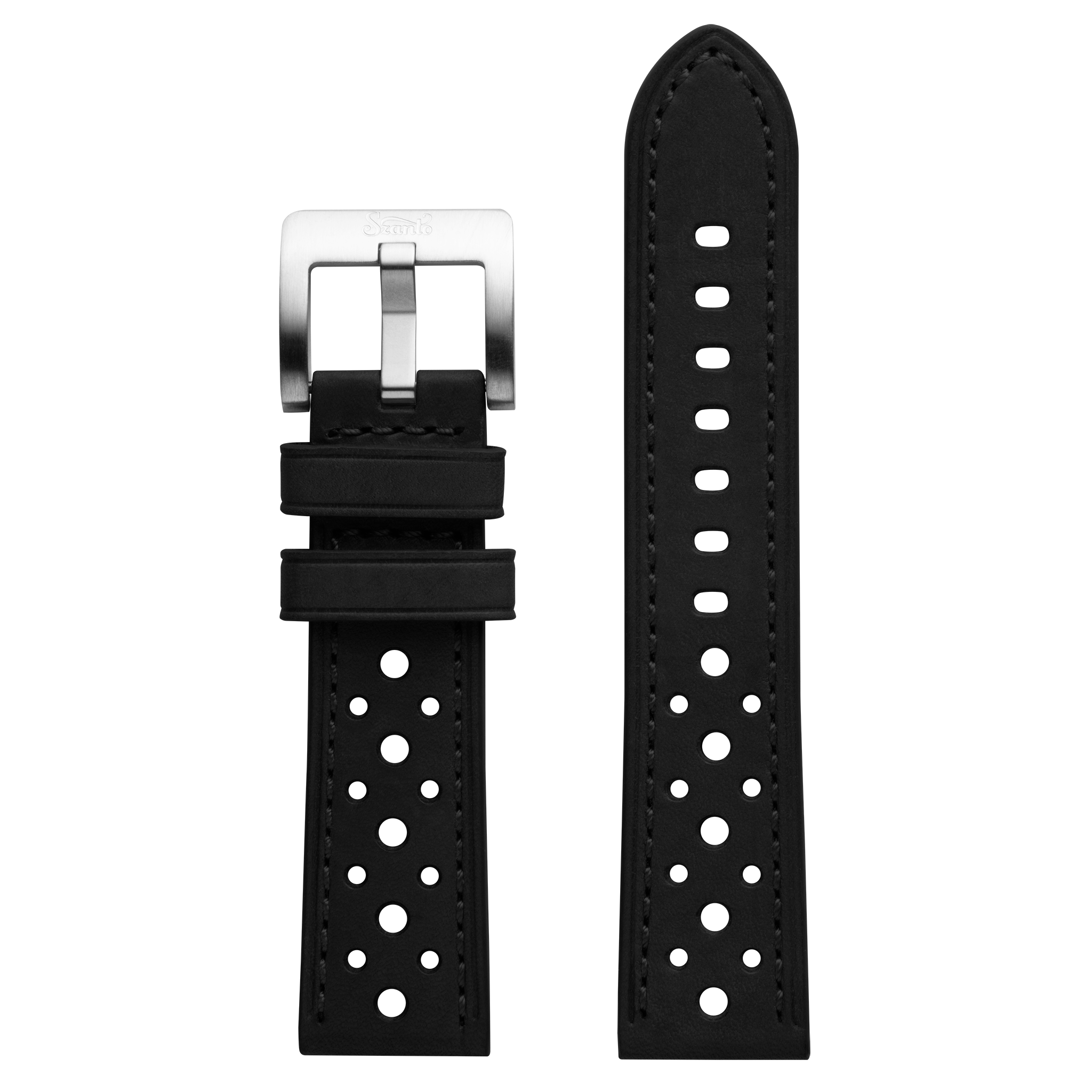 Szanto 22mm 3000 Series Black Leather Strap/Stainless Steel Buckle