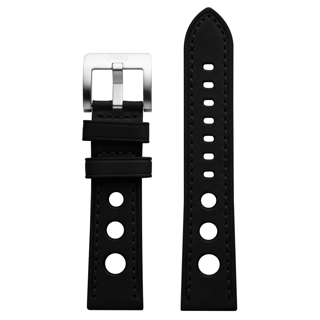 Szanto 22mm 3100 Series Black Leather Strap/Stainless Steel Buckle