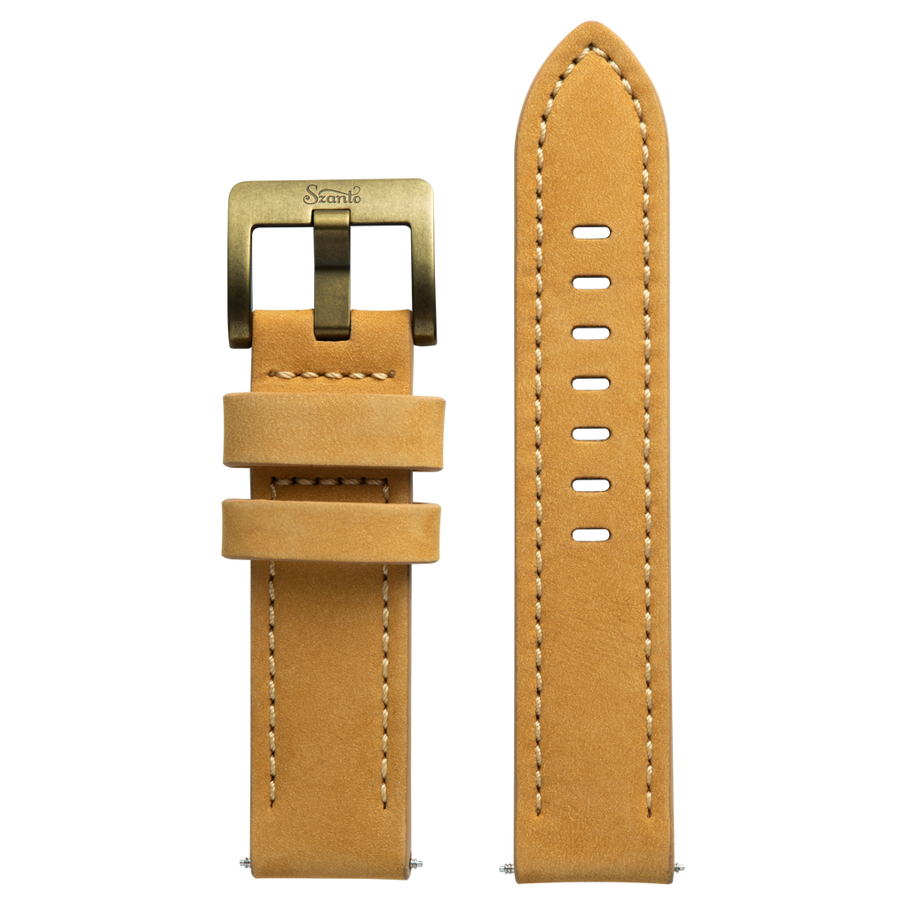 Szanto 22mm 4500 Series Tan Leather Strap/Antique Gold Buckle