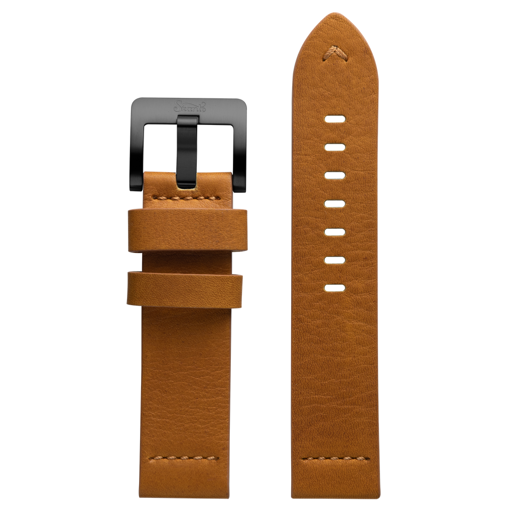 Szanto 22mm 5200 Series Tan Waterproof Leather Strap/Gun Gray Buckle