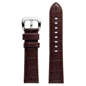 Szanto 22mm 6000 Series Burgundy Leather Strap/Stainless Steel Buckle