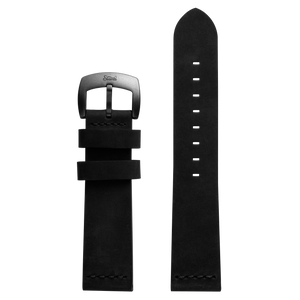 Szanto 22mm 7000 Series Black Leather Strap/Antique Silver Buckle