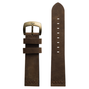 Szanto 22mm 7000 Series Brown Leather Strap/Antique Gold Buckle