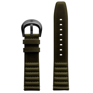 Szanto ICON 22mm Genuine Horween Leather Olive Green Strap/Antique Silver Buckle - Roland Sands Series