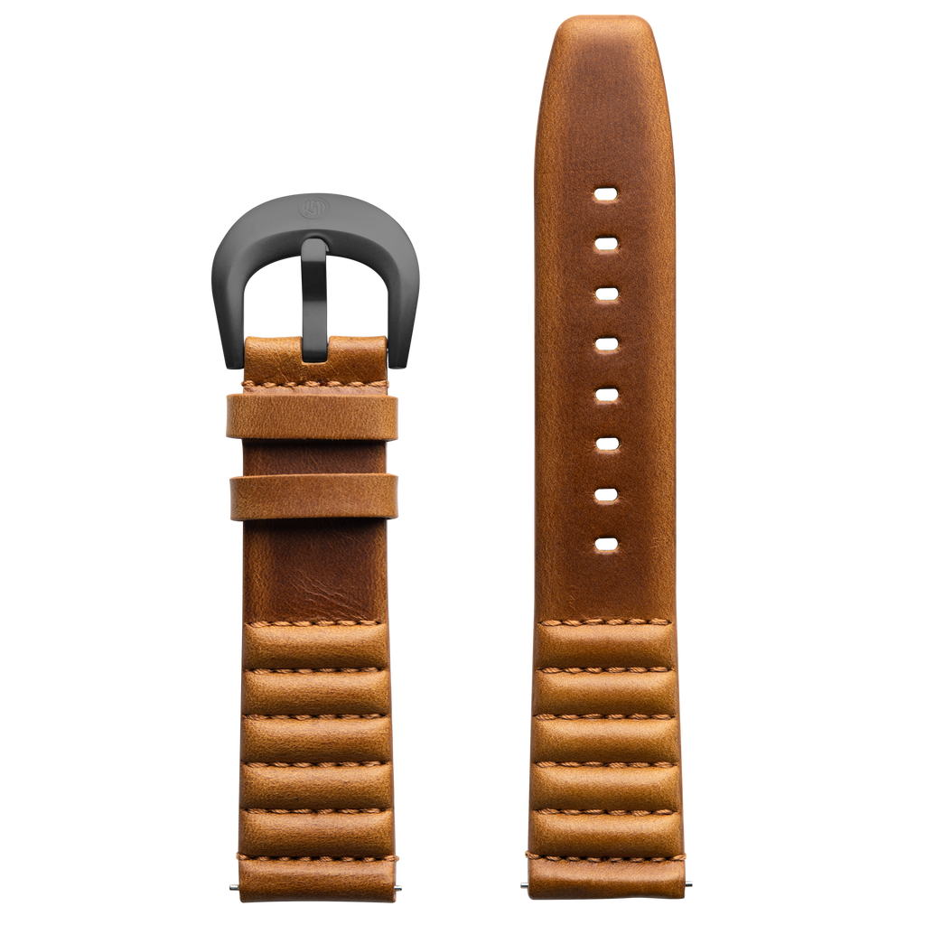 Szanto ICON 22mm Genuine Horween Leather Tan Strap/Gun Gray Buckle - Roland Sands Series