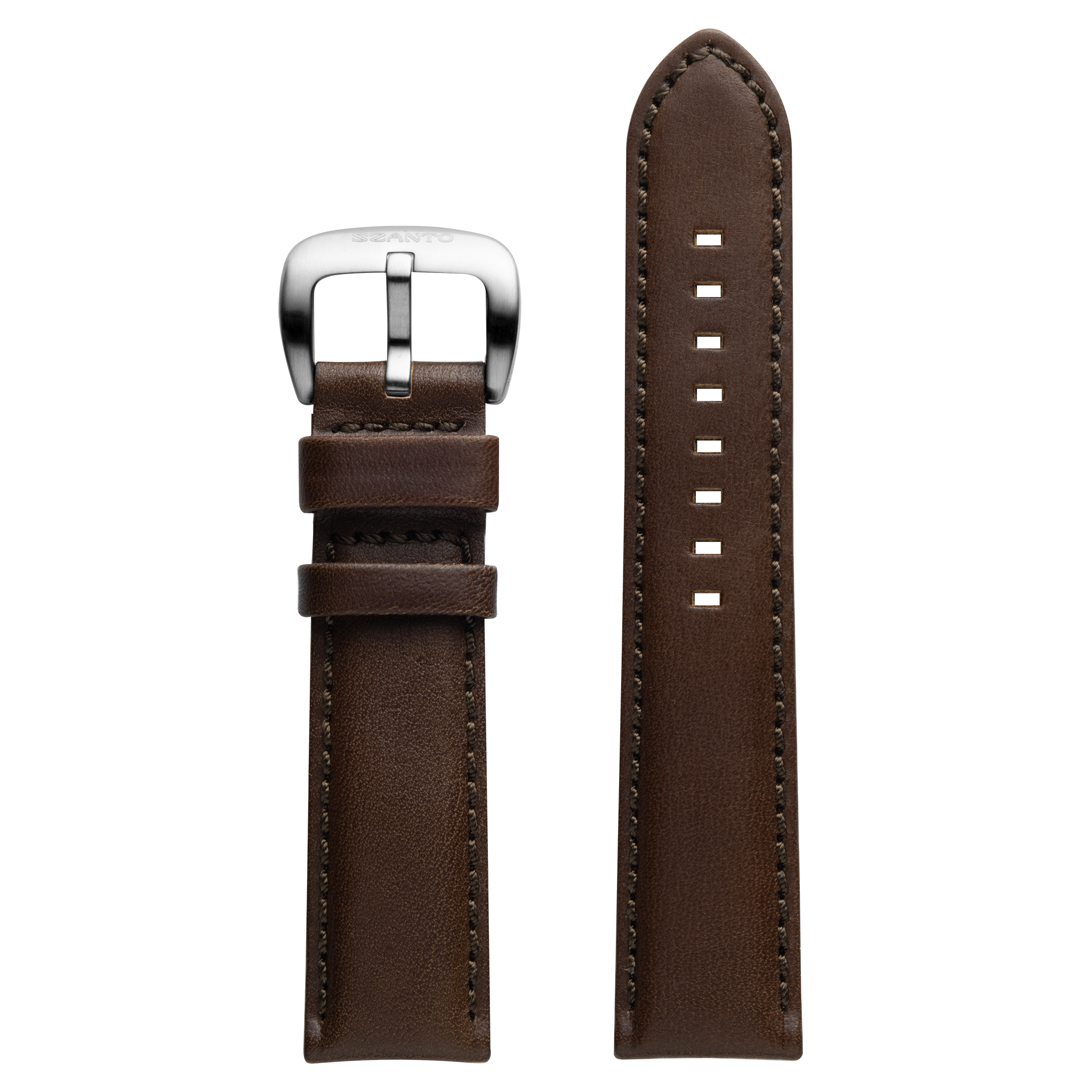Szanto 22mm 1120 Series Brown Leather Strap/Stainless Steel Buckle