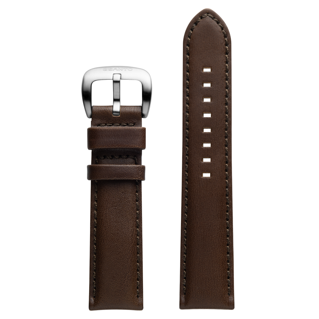 Szanto 22mm 1120 Series Brown Leather Strap/Stainless Steel Buckle