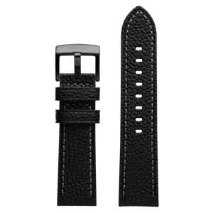 Szanto 24mm 2000 Series Black Leather Strap with Gray Stitch/Gun Gray Buckle