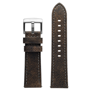 Szanto 24mm 2200 Series Black Leather Strap with Gray Stitch/Stainless Steel Buckle