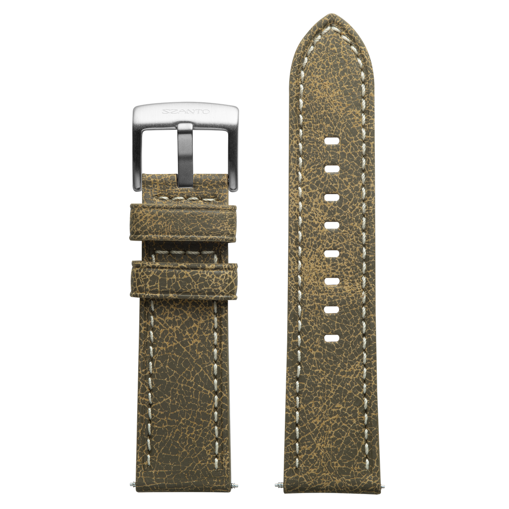 Szanto 24mm 2600 Series Taupe Leather Strap with Cream Stitch/Stainless Steel Buckle