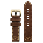 Szanto 24mm 4100 Series Brown Leather Strap/Antique Gold Buckle