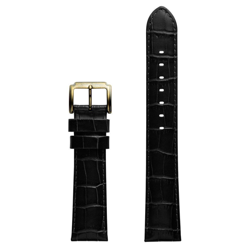 Szanto 20mm 4200 Series Black Leather Strap/Antique Gold Buckle