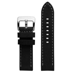 Szanto 24mm 5100 Series Black Waterproof Leather Strap/Stainless Steel Buckle
